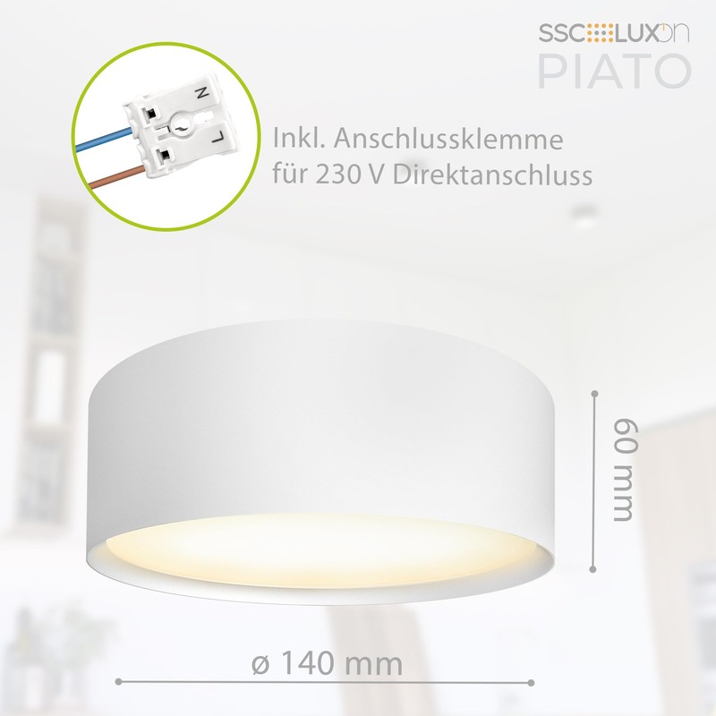SSC-LUXon PIATO Ceiling Spotlight Large LED Ceiling Light White Flat