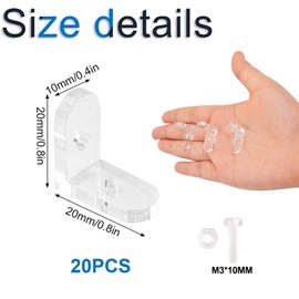 INCREWAY L Brackets, 20Pcs Clear Acrylic Corner Bracket 90 Degree Support Shelf Corner Brace Right Angle Bracket for Furniture Wood Box Fixation, Transparent