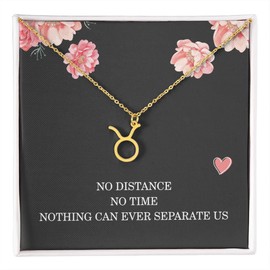 Long Distance Relationship Gifts for Her Birthday Necklace for Women Christmas Gifts for Daughter Capricorn Necklace Zodiac Necklace All Signs Standard Box Gold Finish Taurus