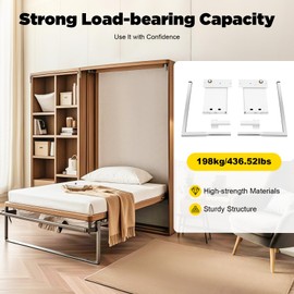 VPABES DIY Murphy Bed Spring Mechanism Hardware Kit, Murphy Mounting Wall Springs Mechanism Bed Mechanical Hardware Kit for Medium-Sized Wall Beds,Supports Up to 436.52lbs