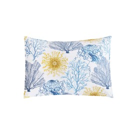 C&F Home Monterey Mist 3 Piece White Blue and Gold Coral Pattern Full/Queen Quilt Set Quilt and Sham Bedding Set Full/Queen 3 Piece Set White