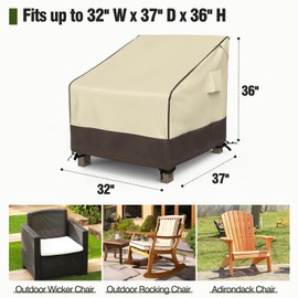 MR. COVER Patio Chair Covers Waterproof, Outdoor Furniture Covers for Rocking & Adirondack Chairs, Fits up to 32"W x 37"D x 36"H, Moisture-proof & UV-protection, Brown & Khaki, 2 Pack