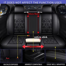 DISUTOGO Car Seat Covers Fit for Kia Soul 2010-2023 2024 2025 Seat Covers Full Set 5 Seats Faux Leather Waterproof Seat Cushion Vehicle Protector Airbag Compatible Black