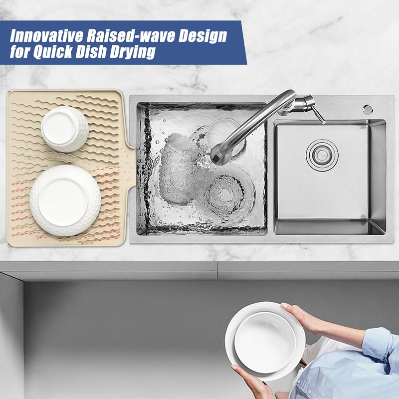 Silicone Dish Drying Mat for Kitchen Counter or Sink ,