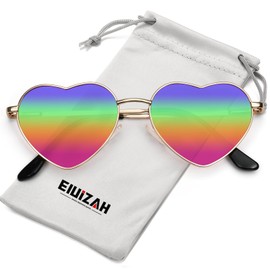 Eiuizah Polarized Heart Sunglasses for Women Men - Cute Trendy Sun Glasses Metal Frame UV400 Protection Lens