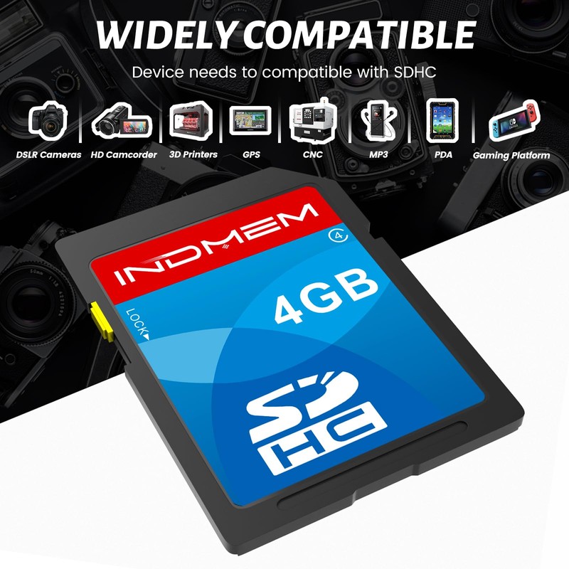 INDMEM 4GB SD Card, 8 Packs Class 4 4GB Flash