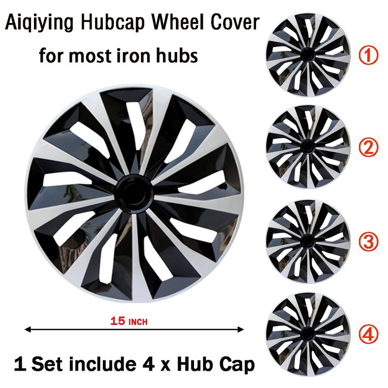 Hubcap Wheel Covers Replacement Size R15 Hub Caps Universal-Fit Steel
