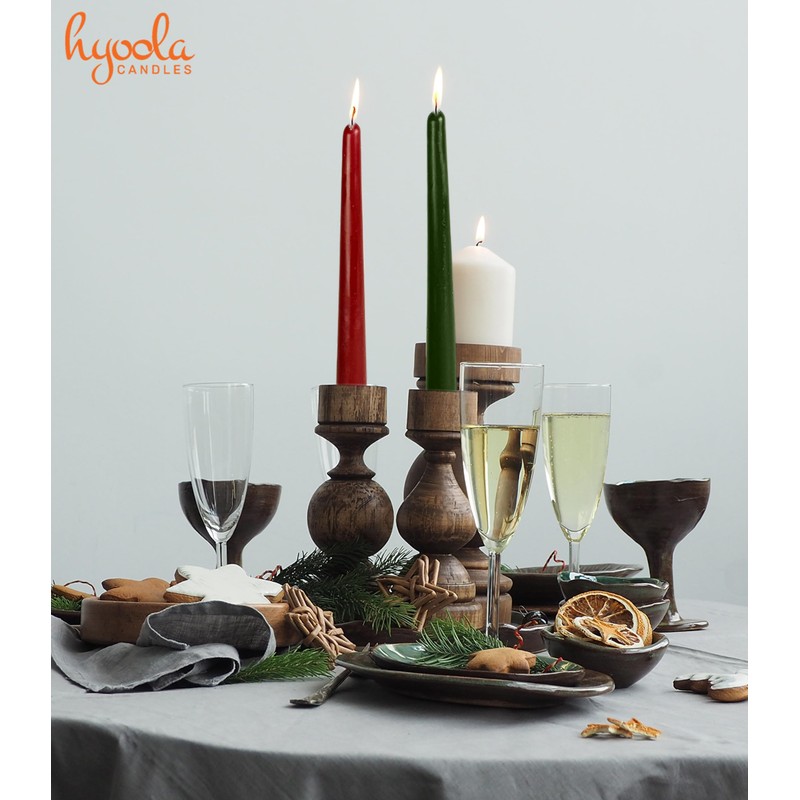 Hyoola Tall Taper Candles - 12 Inch Hunter Green Unscented
