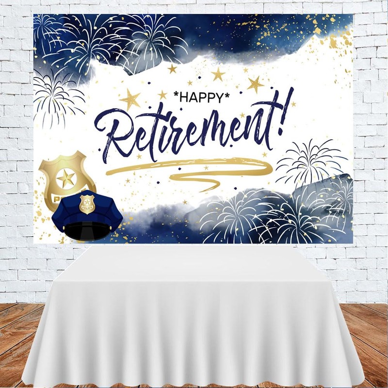 Lofaris Happy Retirement Backdrop - Police Retirement Party Decorations Flag,