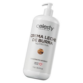 CELESTY | Crema Hidratante - Leche de Burra Nutritiva 1L | Crema Corporal con Extractos Naturales para Todo Tipo de Piel | Ideal para Cuidado de la Piel