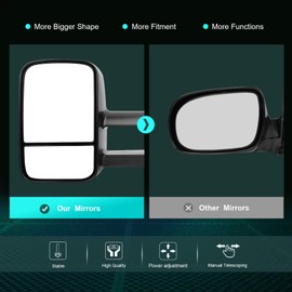 SCITOO Towing Mirrors fit for Chevy for GMC Exterior Accessories Mirrors fit for C1500 C2500 C3500 K1500 K2500 K3500 1988-1998 with Convex Glass Power Adjusting Manual Telescoping