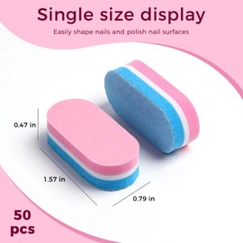 JERCLITY 50 Pieces Pink Blue Nail Buffer Block Both Sides 100/180 Grit Mini Nail Buffers Nail Files and Buffers Mini Buffers for Nails