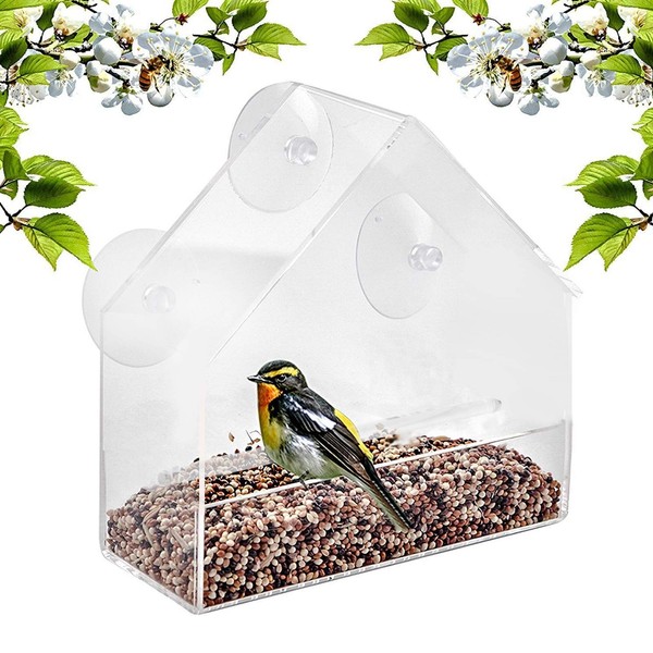 Window Bird Feeder with 3 Strong Suction Cups Clear Window