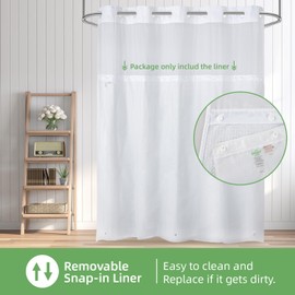 eachope 1 Pack PEVA Snap-in Shower Curtain Liner Replacement,Compatible with No Hook Shower Curtain with Snap in Liner, Removable & Water-Repellent,Machine Washable,70x54,Frost