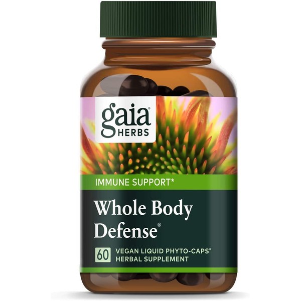 Gaia Herbs Whole Body Defense, Vegan Liquid Capsules, 60 Count - Daily Immune Support and Wellness Formula, Astragalus, Maitake & Organic Echinacea