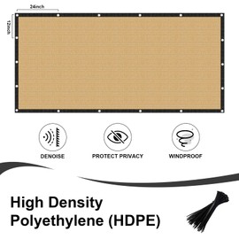 LOVE STORY 5'x25' Fence Privacy Screen Outdoor Mesh Fencing Covers Screen Fence Wind Block with Grommets for Patio Garden Wall Backyard, Sand (We Make Custom Size)