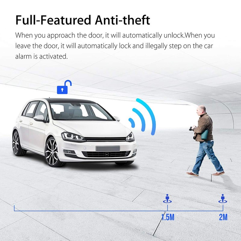 HIWOWSPORT 9pcs Car Keyless Entry Engine Start Alarm System Push