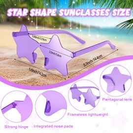 NACHLYNN Rimless Star Shaped Sunglasses Pentagram Glasses Transparent Sunglasses Valentine Day Party Favor (24, Purple)