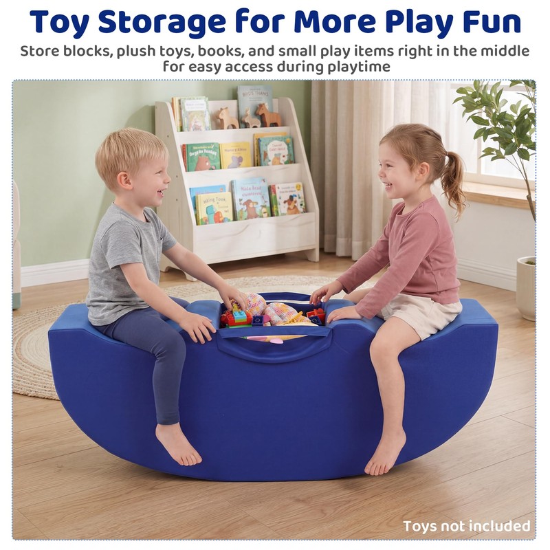 BALAPET Kids Sensory Rocking Chair, 2-Person Foam Seesaw, Navy Blue