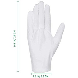 12 Pares Guante de Algodón Guantes de Trabajo Blanco Guantes de Trabajo Ligero y Liviano Guantes Hidratantes Guantes de Eccema Guantes de Trabajo Cosméticos Hidratantes Monedas Joyería Inspección Mano Spa-Tamaño Grande