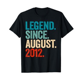 13 Year Old Gifts Legend Since August 2012 13th Birthday Boy T-Shirt