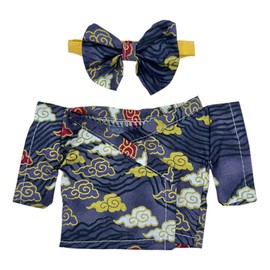 niannyyhouse 10cm 20cm Plush Doll Clothes Belt Kimono Yukata Sets Doll Dress Up (Black-20cm)