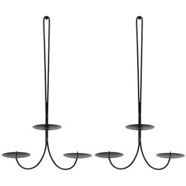 AHUONEL Wall Candle Holder Wall Candle Sconces Set of 2, Black Wall Candle Stick Holder Scones for Wall Decor, Hanging Metal Candle Holders for Living Room, Farmhouse, Fireplace, Wedding, 15.7"×5"×3"
