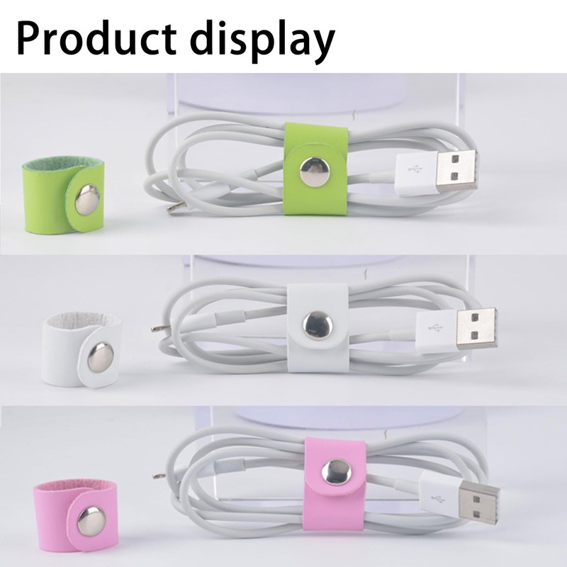 SSKHE 6 PCS Cable Organisers, Leather Cable Straps Cable Ties