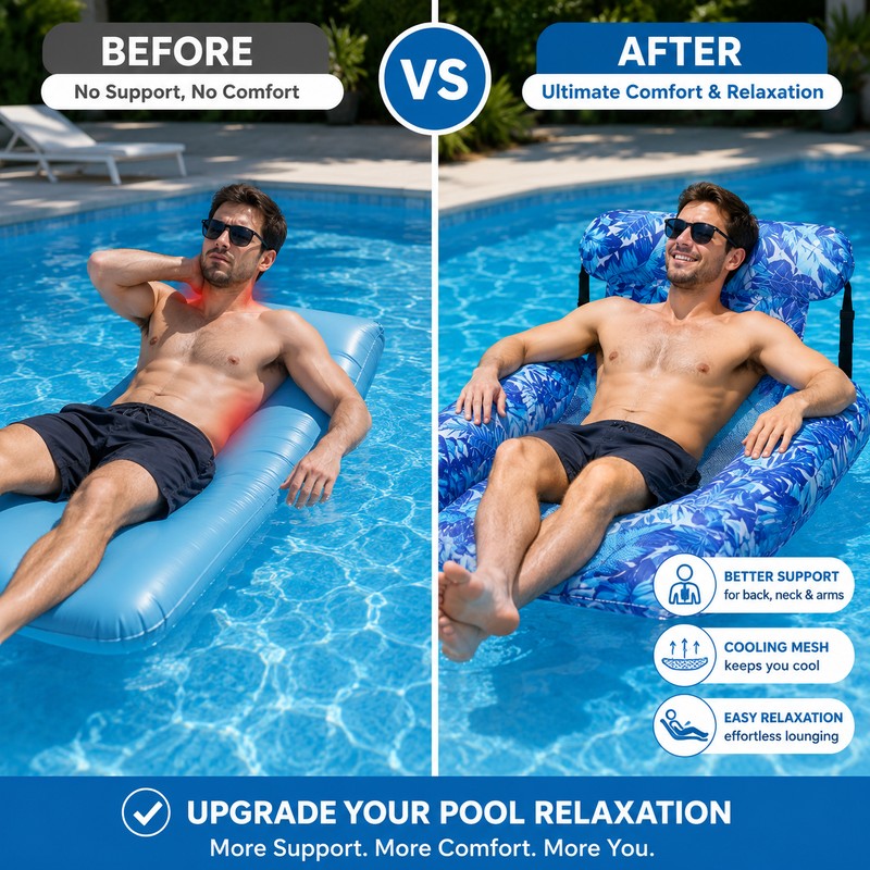 Inflatable Water Hammock Pool Float for Adults – Foldable PVC