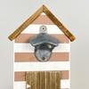 Wall Mounted Bottle Opener with Cap Catcher Vintage Beach Hut