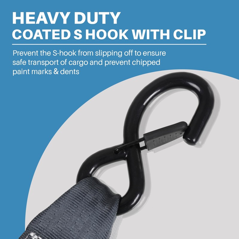 Auto Retractable Ratchet Tie Down Straps Bolt-On Transom Strap