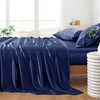 5Pc Silk Bedding Queen Set - Navy Blue Satin Sheets