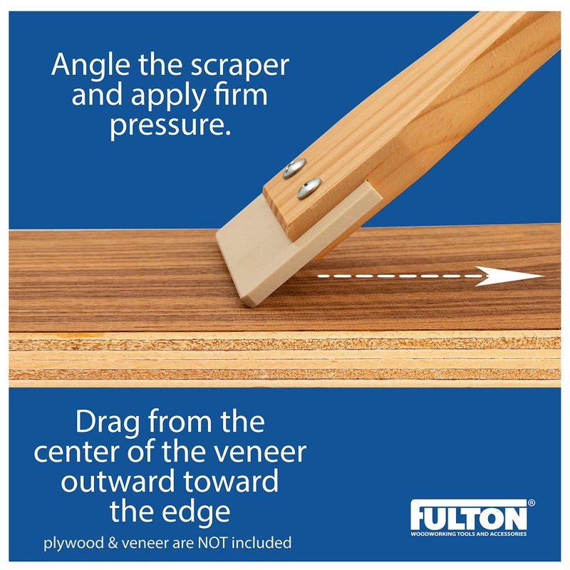 Fulton Veneer Scraper with Beveled Edges and Hardwood Handle for