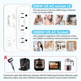 ALLWEI 2000W Travel Voltage Converter 220v to 110v Converter for European Travel Voltage Adapter for Hair Dryer Straightener/Curling Iron, Power Converter Adapter Combo with Type C, E/F, G, I, L