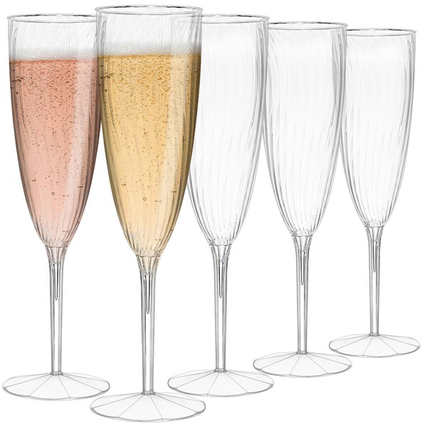 OTOB 36 Pack 6 oz Plastic Champagne Flutes, Reusable Crystal