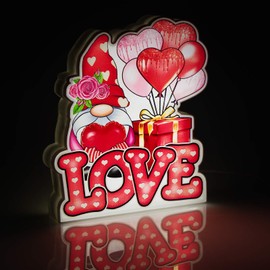 Allenjoy Valentine's Day Gnome Light, Valentine 3D Night Light,Valentine's Day Gnome Lights Sign Table Decorations,Valentine Room Decor Lamp Gifts