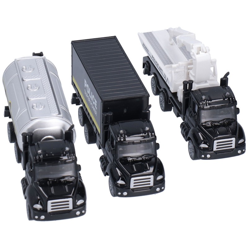 3pcs 1:50 Truck Model Toy Set Pull Back Recovery Tanker