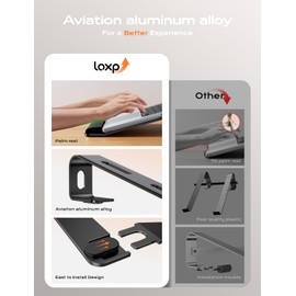 LOXP Laptop Stand for Desk, Metal Laptop Stand with Wrist Support, Ergonomic Detachable Laptop Riser, Aluminum Lectern, Computer Stand for MacBook Air Pro, HP, Dell, XPS, HP (10-17") Laptops - Black