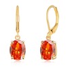 CiNily Cut-Oval Leverback Dangle Earrings for Women Orange Cubic Zircon