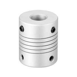sourcing map 8 mm to 10 mm Aluminium Alloy Rod Flexible Coupling Motor Plug Connection L30 x D25 Silver