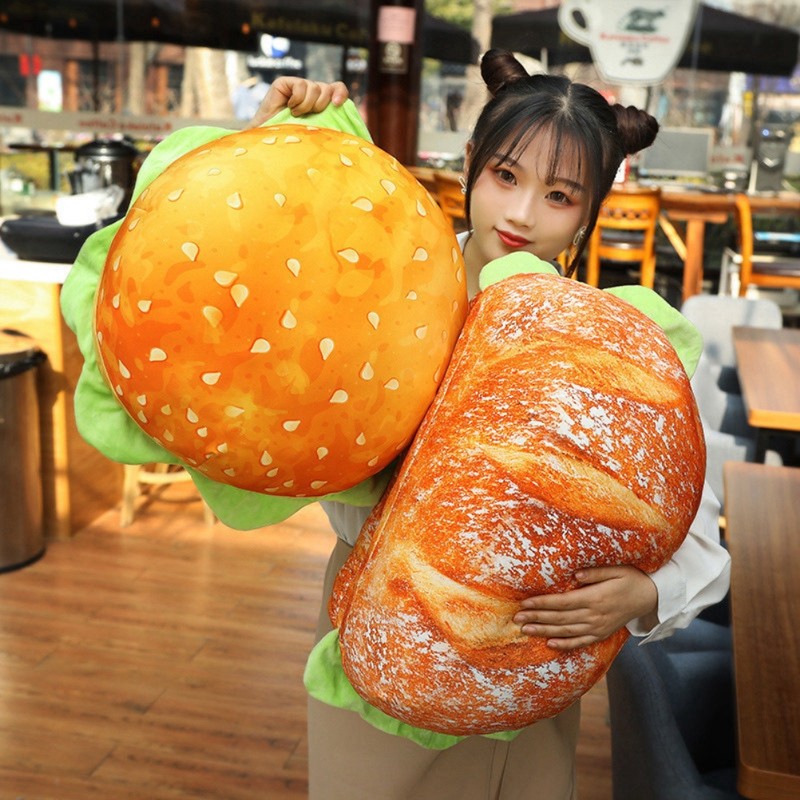 Simulation Bread Burger Shape Pillow Cute Food Plush Pillow Soft