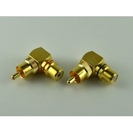 MG-M RCA Plug RCA Jack RCA Terminal Gold Plated Right Angle Conversion Adapter RE-BK Set of 2