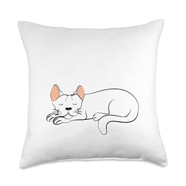 Kaisi Drawing, Cat Tree, Litter Box, Dream Dream, Snooze Light, Devon Rex, Cat, Sleep Throw Pillow, 18x18, Multicolor