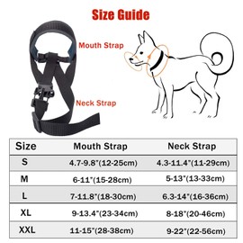 ILEPARK Fabric muzzle to prevent dogs from biting, barking and chewing, adjustable neck, breathable (XL, black)