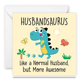Papa Prints Husband Birthday Card for Husband from Wife Husbandsaurus Partner Birthday Card for Him (145 x 150 mm) with white envelope Valentines Anniversary Card for Husband