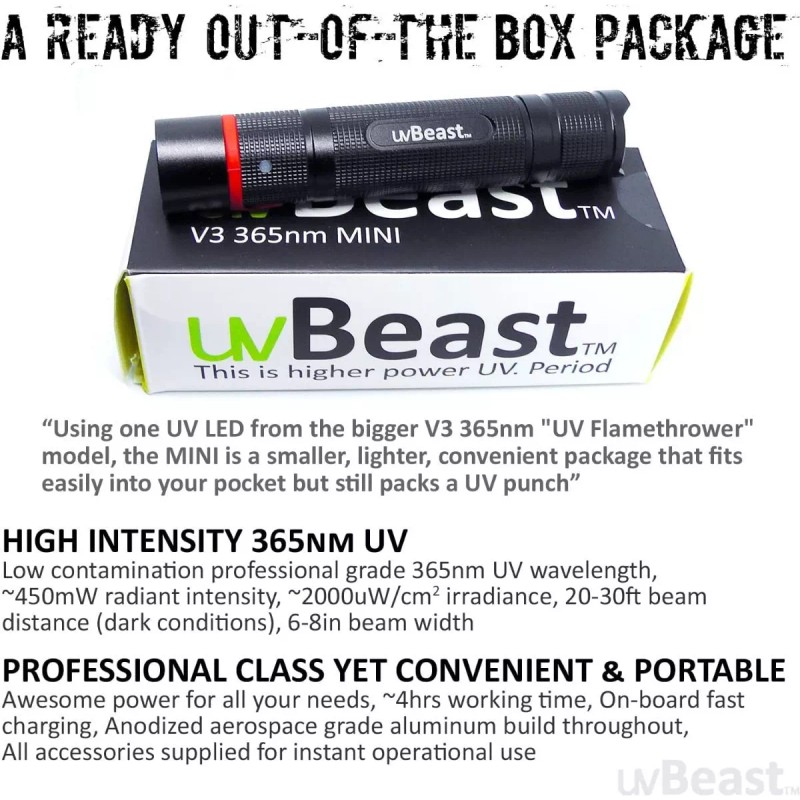 Uvbeast Linterna Uv Luz Negra Ultravioleta Hd Profesional
