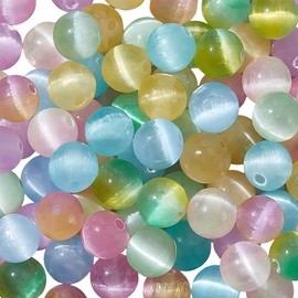 arricraft 100 Pcs 6mm Natural Selenite Beads, 10 Colors Round Crystal Selenite Gypsum Beads for DIY Bracelet Necklace Jewelry Making Craft