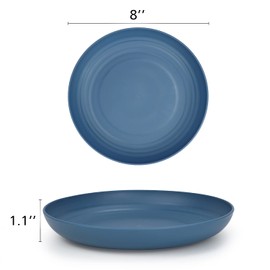 Homienly 6 PCS Reusable Dinner Plates Alternative for Plastic Plates Microwave and Dishwasher Safe Wheat Straw Plates for Kitchen Unbreakable Kids Plates with 6 Colors (8 INCH)
