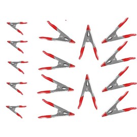 MORECP 15-piece Heavy Duty Metal Spring Clamps Set, 6-inch & 4-inch Clamps, 2-inch & 1-inch Jaw Opening, Protective Handles & Tips for DIY, Workshop, Woodworking MP11