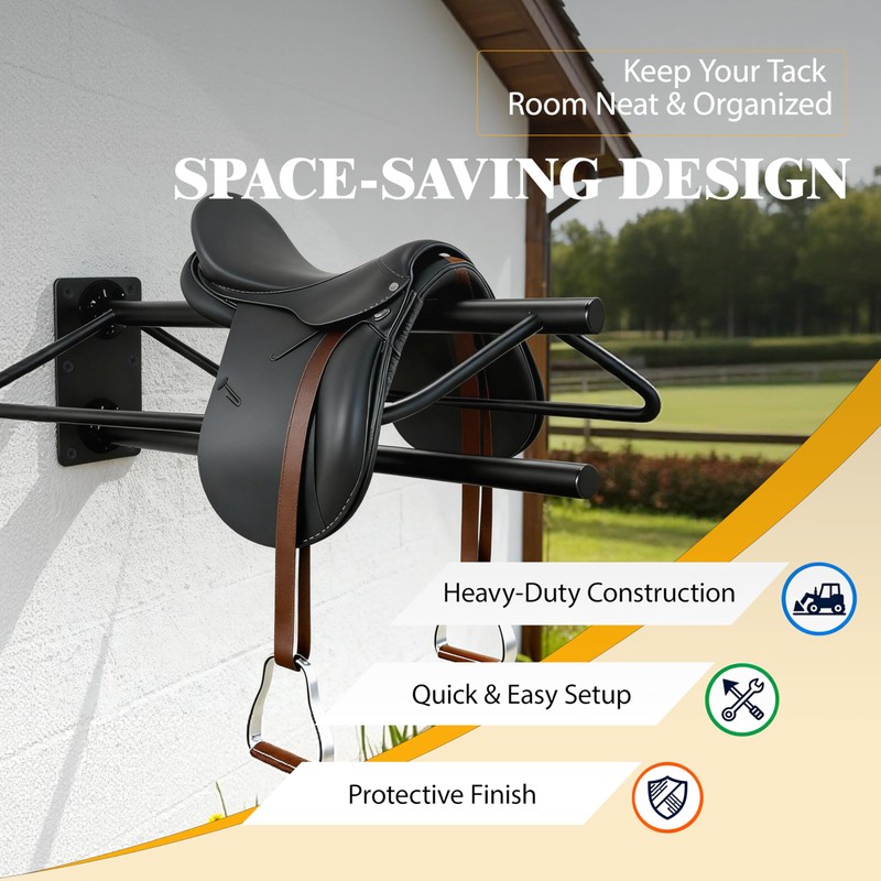 Hongshifu Heavy Duty Saddle Rack Wall Mount, Metal Horse Saddle